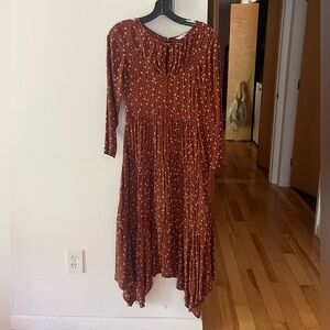 Elegant Rust Floral Dress